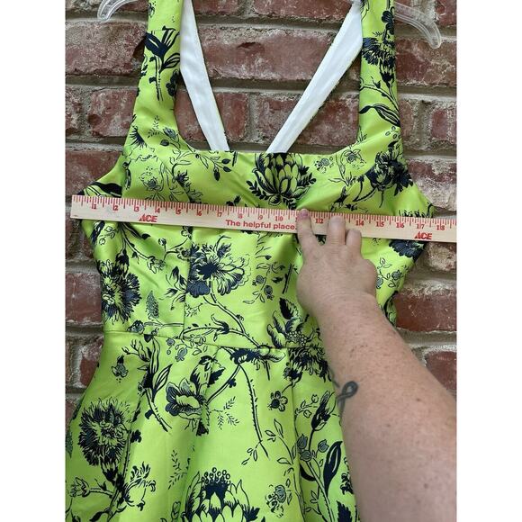 Miss Ord Fit Flare dress chartreuse Lime Black Floral Good Witch Rockabilly XL - Picture 7 of 16